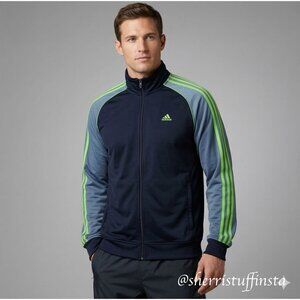 Excellent Vintage 2008 Y2K Adidas Navy Green Full-Zip Jacket Mens Activewear L